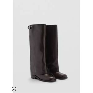 MNG BY MANGO $299 LEATHER TALL BOOTS BROWN BUCKLE 39 US 8.5